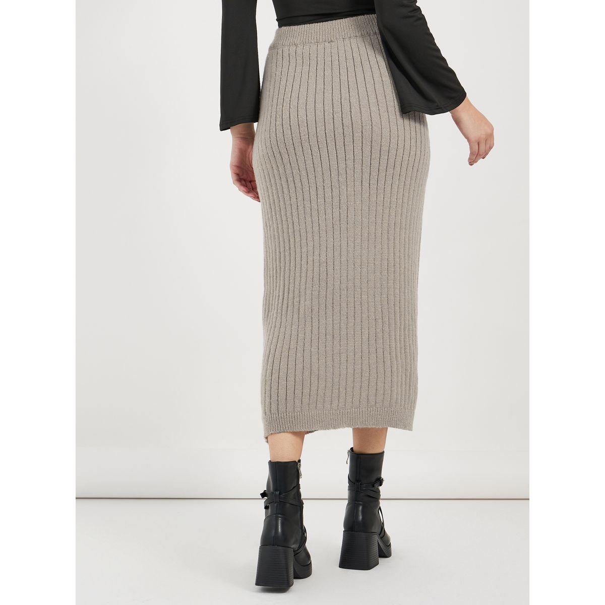 تنورة ميدي مضلعة مع شق جانبي-women-clothing-bottoms-skirts-image-5
