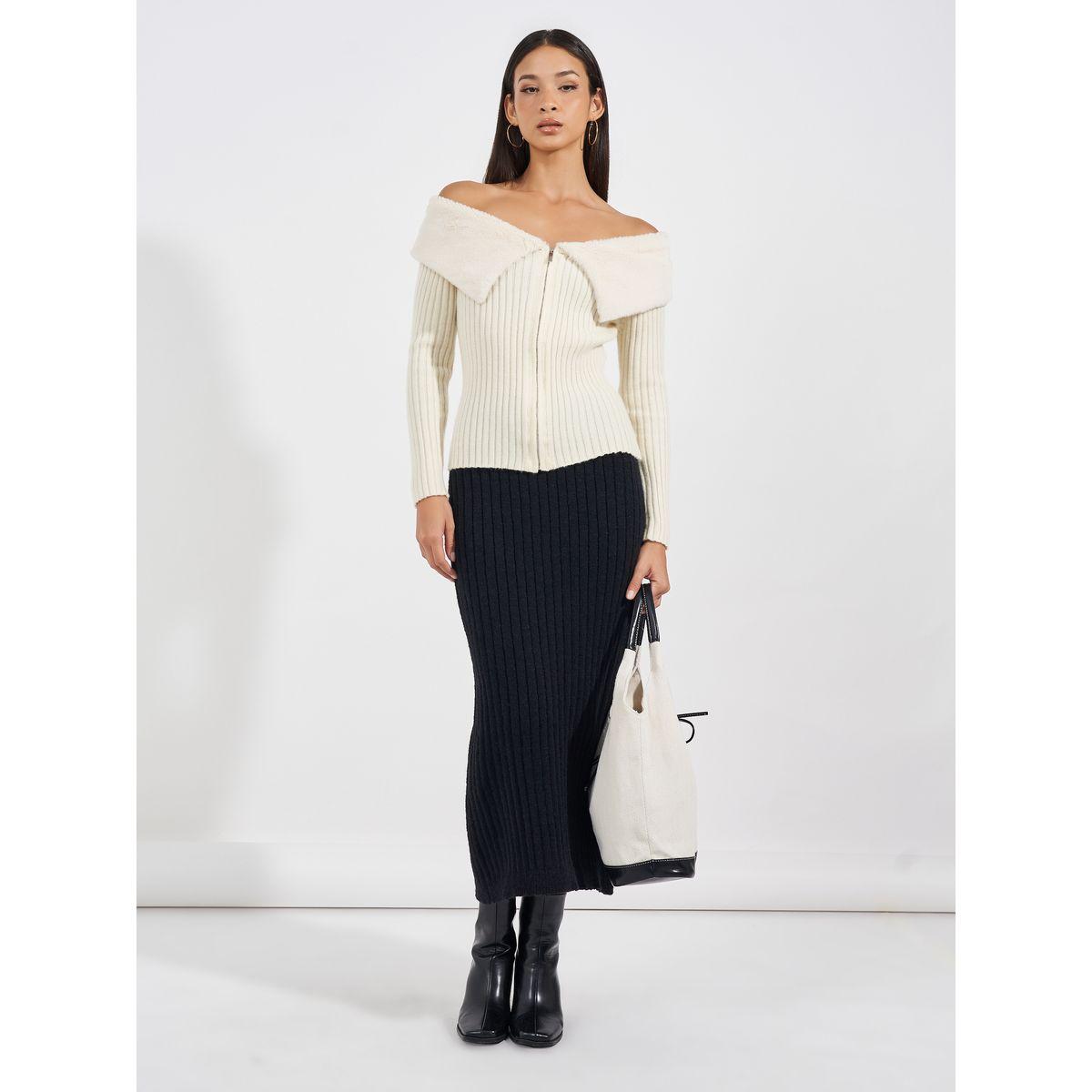 Styli Textured Knit Straight Maxi Skirt-women-clothing-bottoms-skirts-image-1