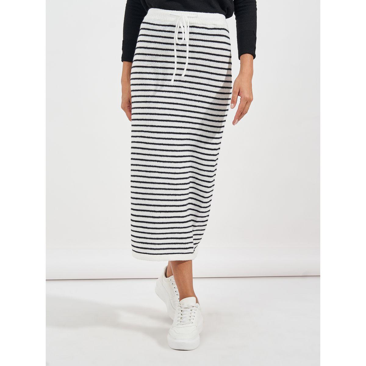 تنورة ميدي مخططة مع رباط خصر-women-clothing-bottoms-skirts-image-3