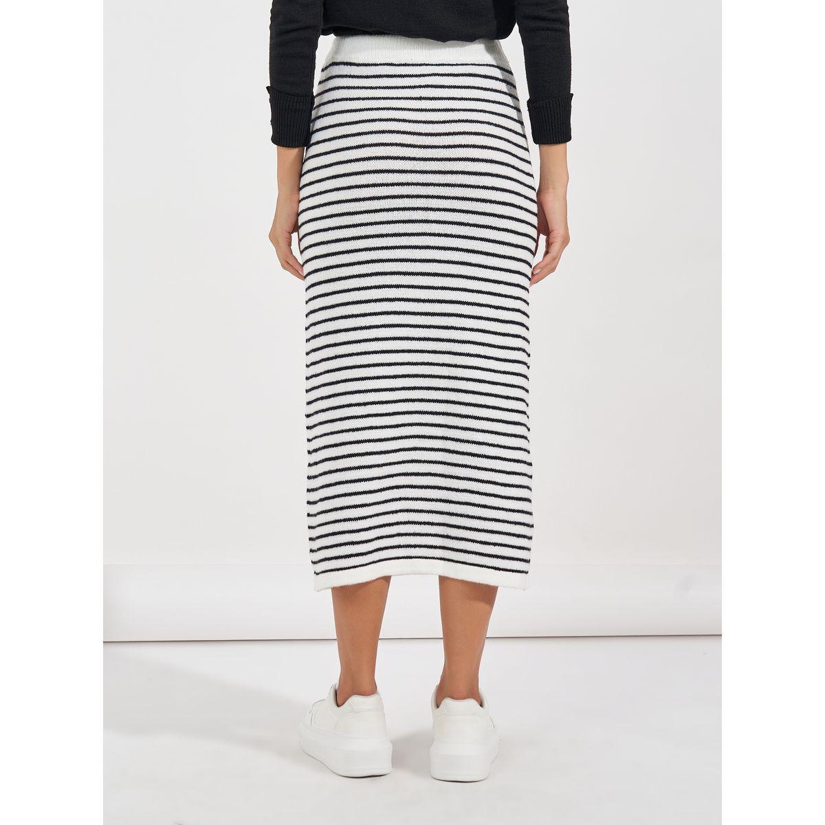 تنورة ميدي مخططة مع رباط خصر-women-clothing-bottoms-skirts-image-5