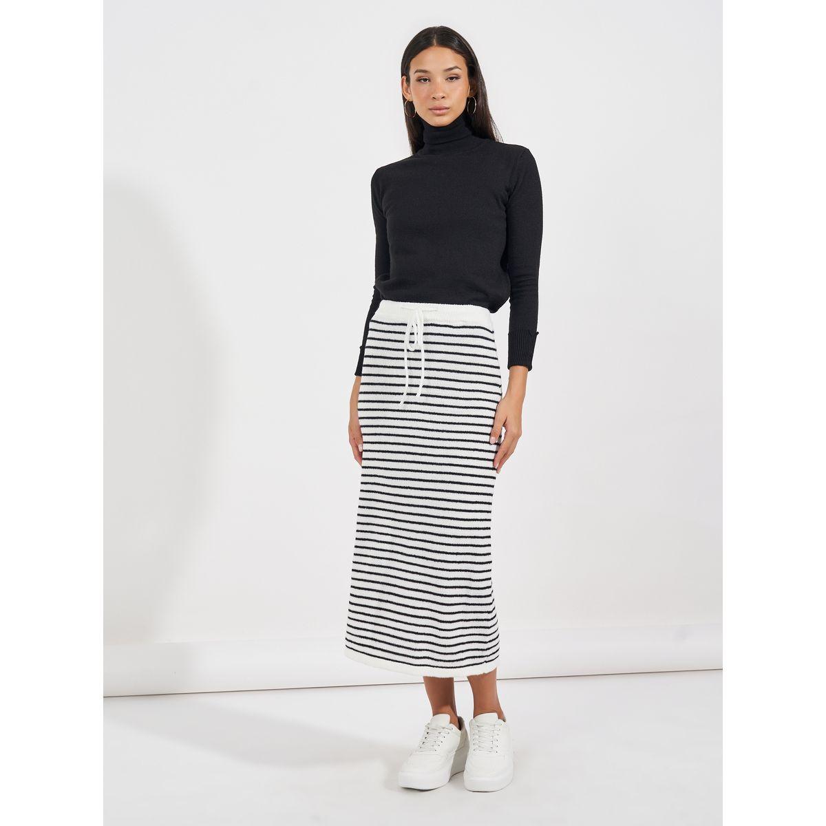 Styli Striped Knit Midi Skirt with Drawstring-women-clothing-bottoms-skirts-image-6