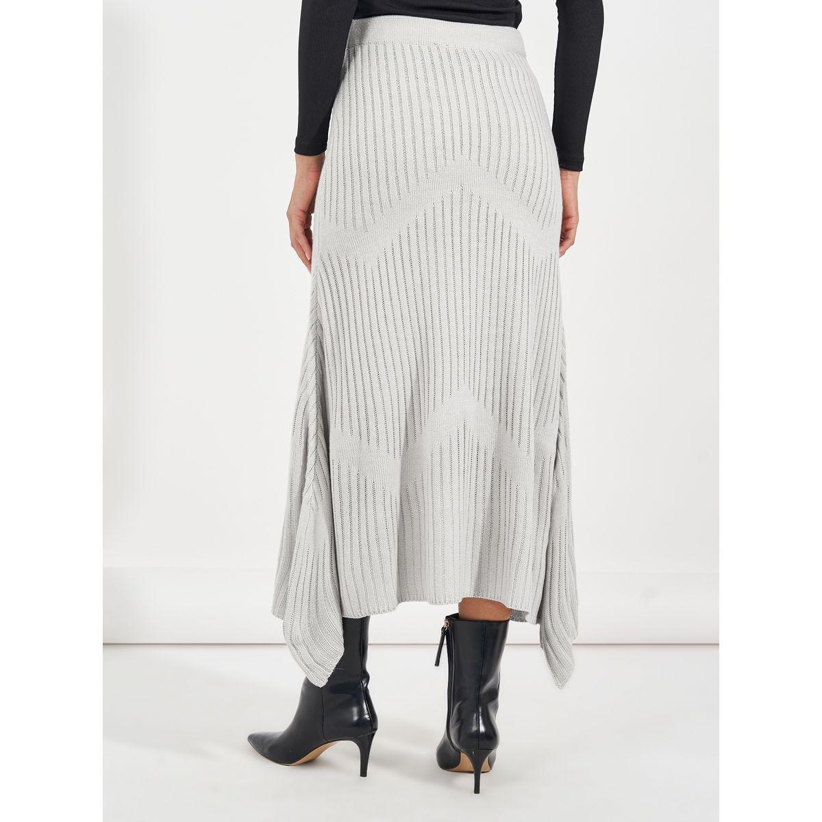 Styli Textured Knit Asymmetric Hem Midi Skirt-women-clothing-bottoms-skirts-image-4