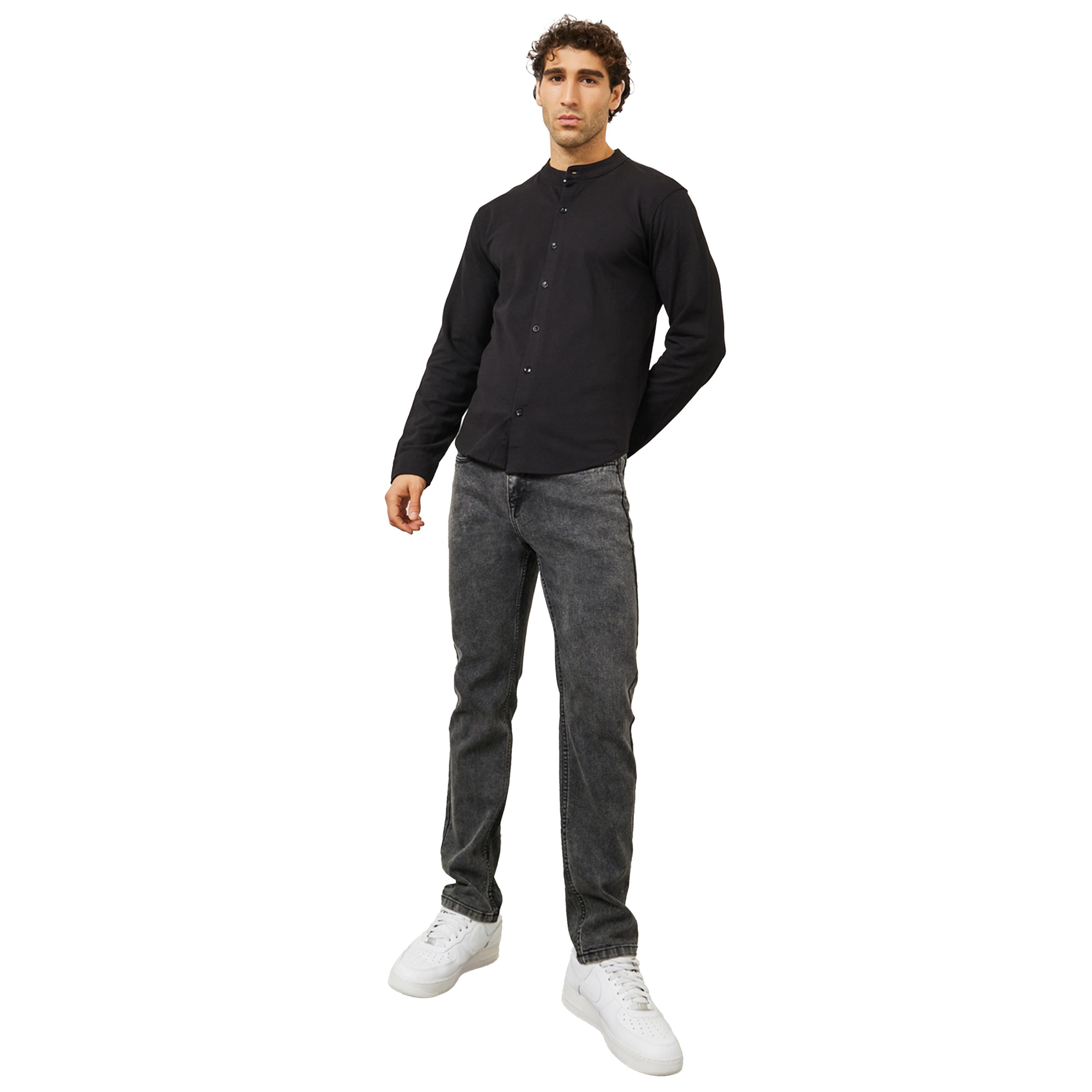 Styli Pique Knit Mandarin Collar Slim Fit Shirt-men-clothing-shirts-image-2