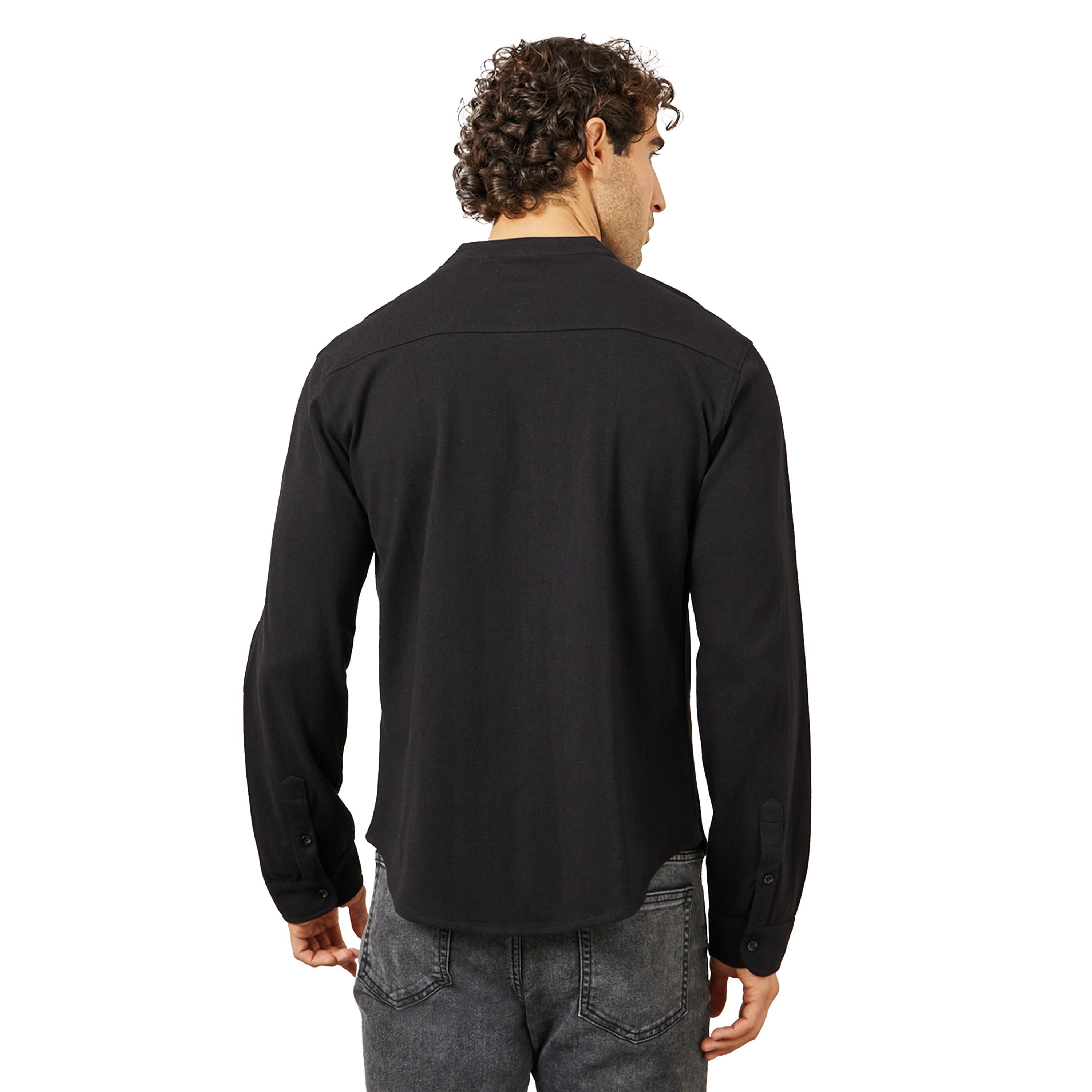 ستايلي- قميص بيكيه محبوك بياقة ماندرين وقصة ضيقة-men-clothing-shirts-image-4