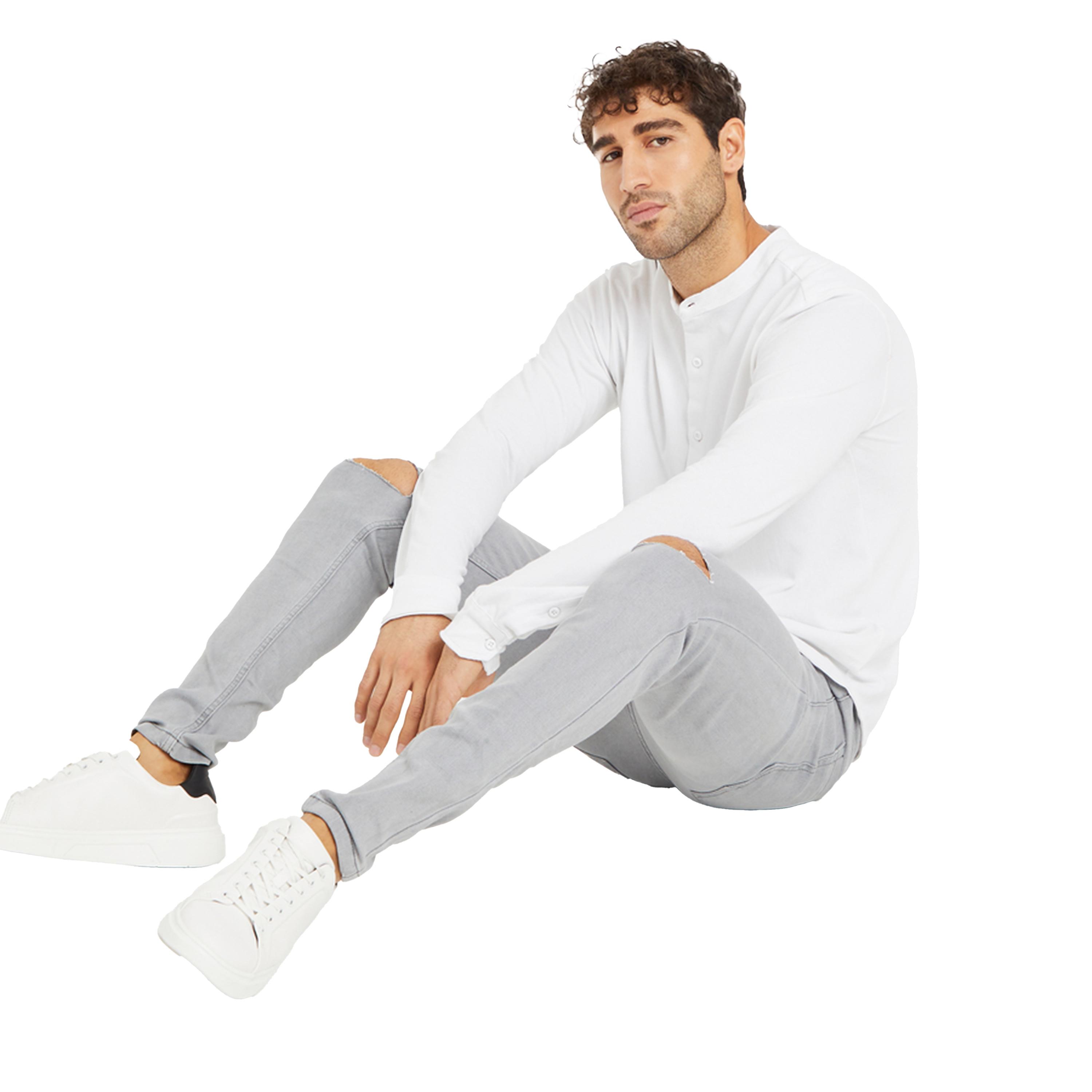 Styli Pique Knit Mandarin Collar Slim Fit Shirt-men-clothing-shirts-image-1