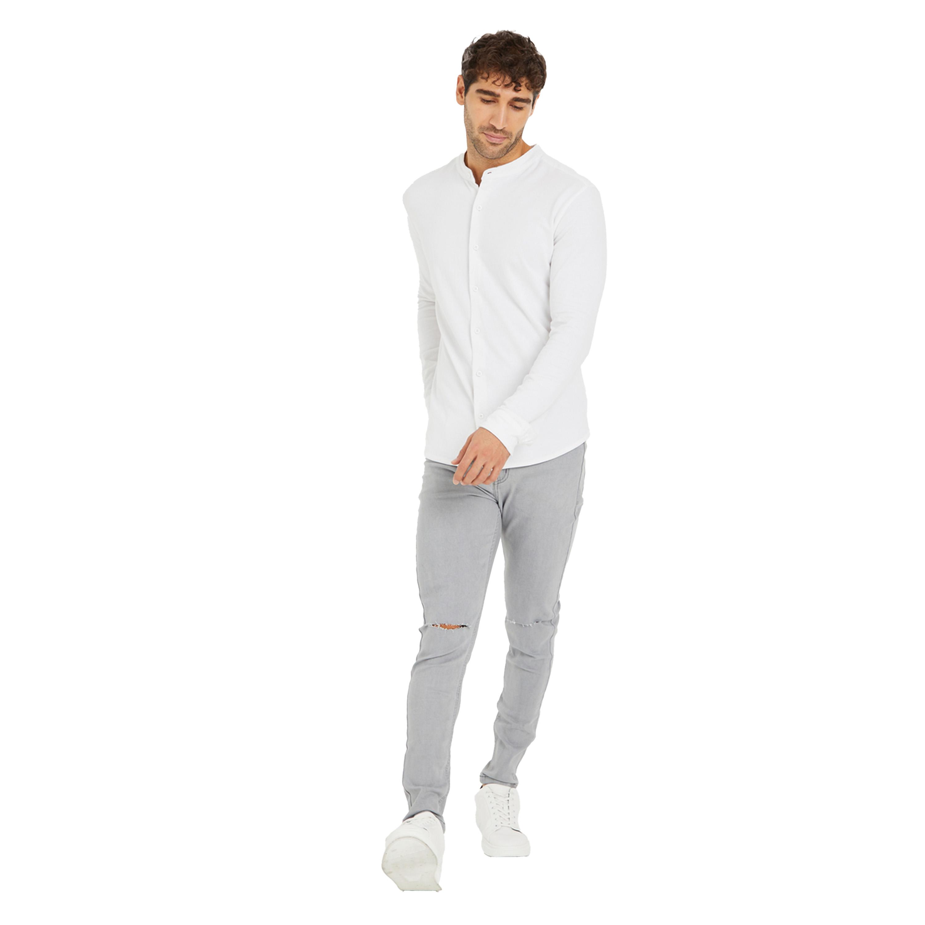 Styli Pique Knit Mandarin Collar Slim Fit Shirt-men-clothing-shirts-image-3