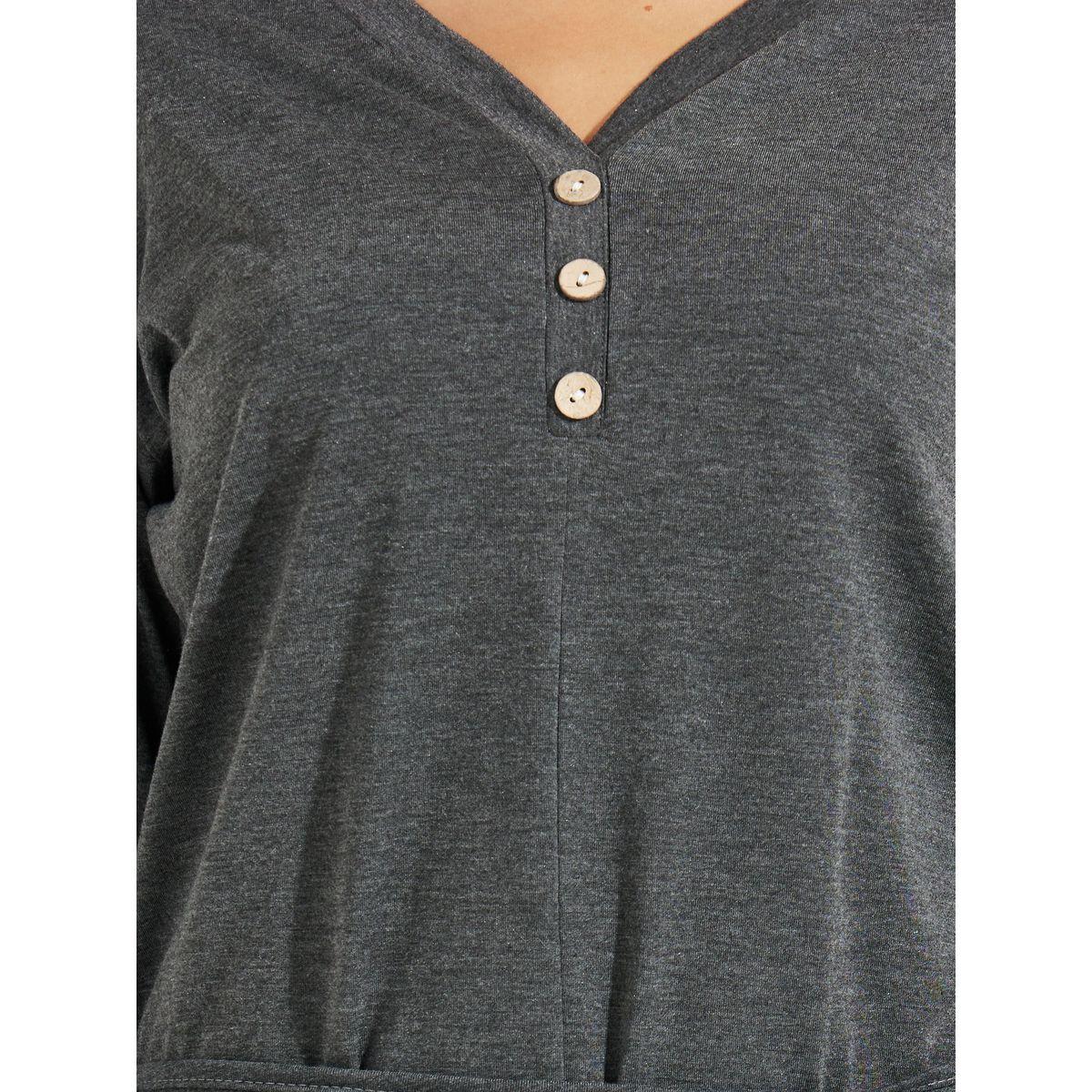 Styli Solid Midi Dress with Tie Up Detail & Long Sleeve-women-clothing-dresses-image-3