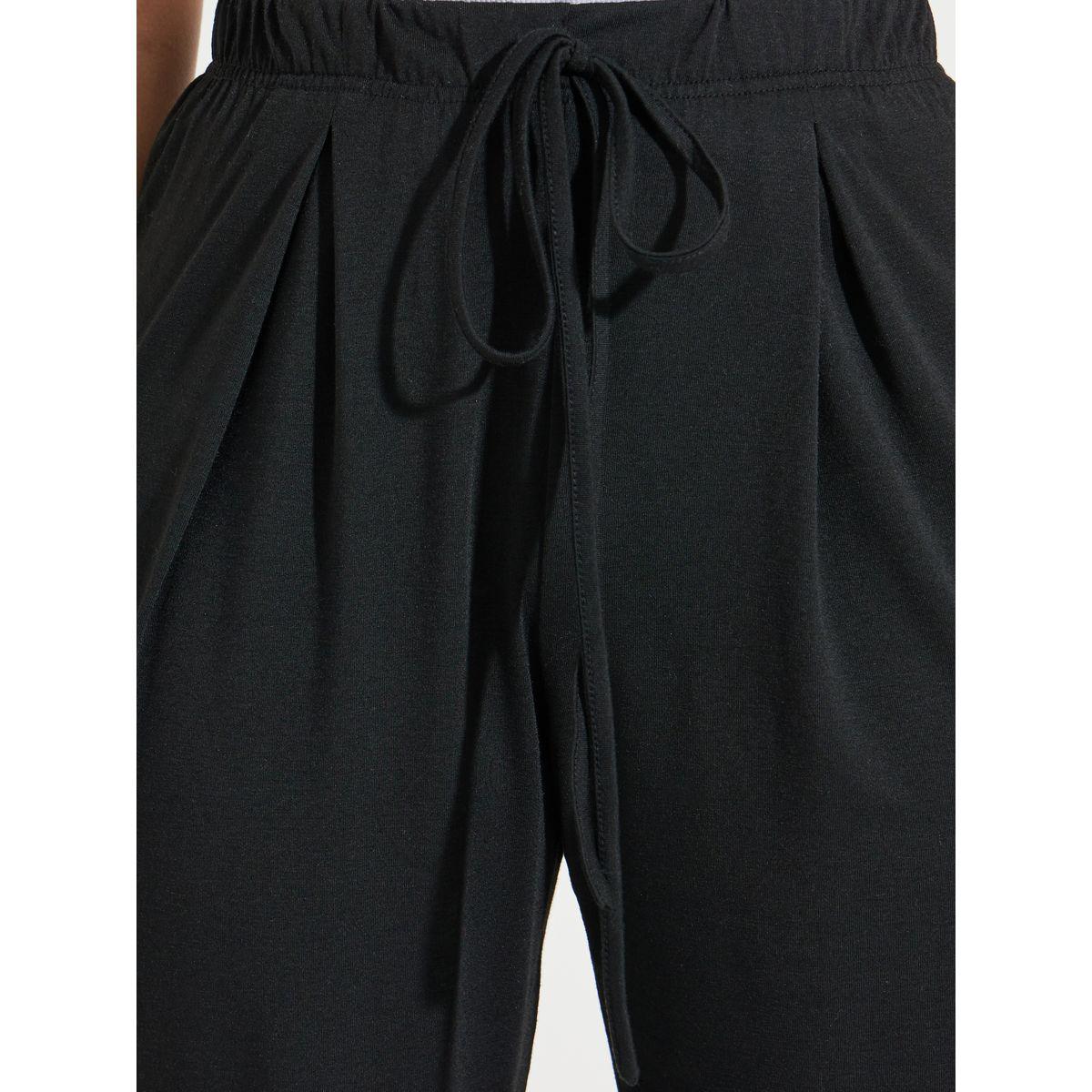 Styli Solid Pleat Front Detail Joggers-women-clothing-bottoms-joggers-image-3
