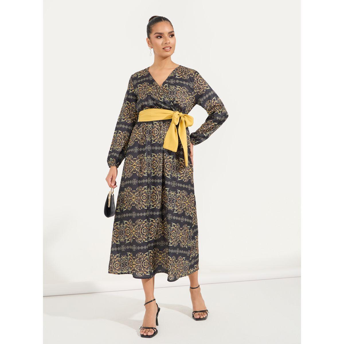 Styli All Over Print Belted A-Line Midi Dress-women-clothing-dresses-image-1