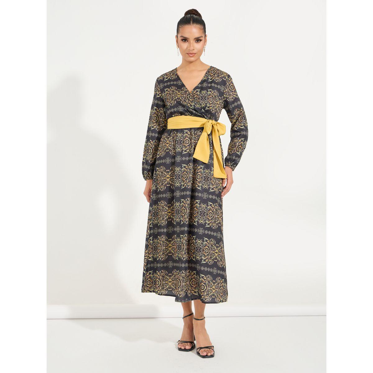 فستان ميدي مطبع بالكامل مع رباط خصر-women-clothing-dresses-image-4