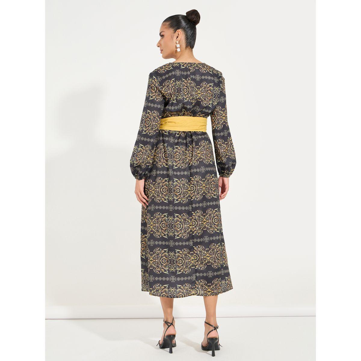 Styli All Over Print Belted A-Line Midi Dress-women-clothing-dresses-image-6