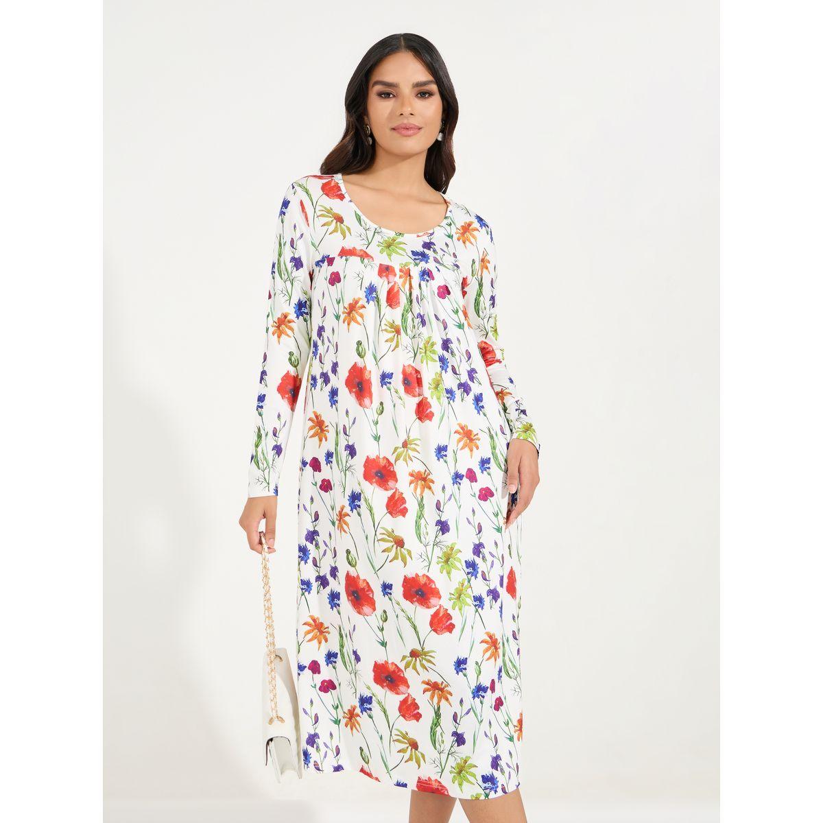Styli Floral Print Scoop Neck Midi Dress-women-clothing-dresses-image-5