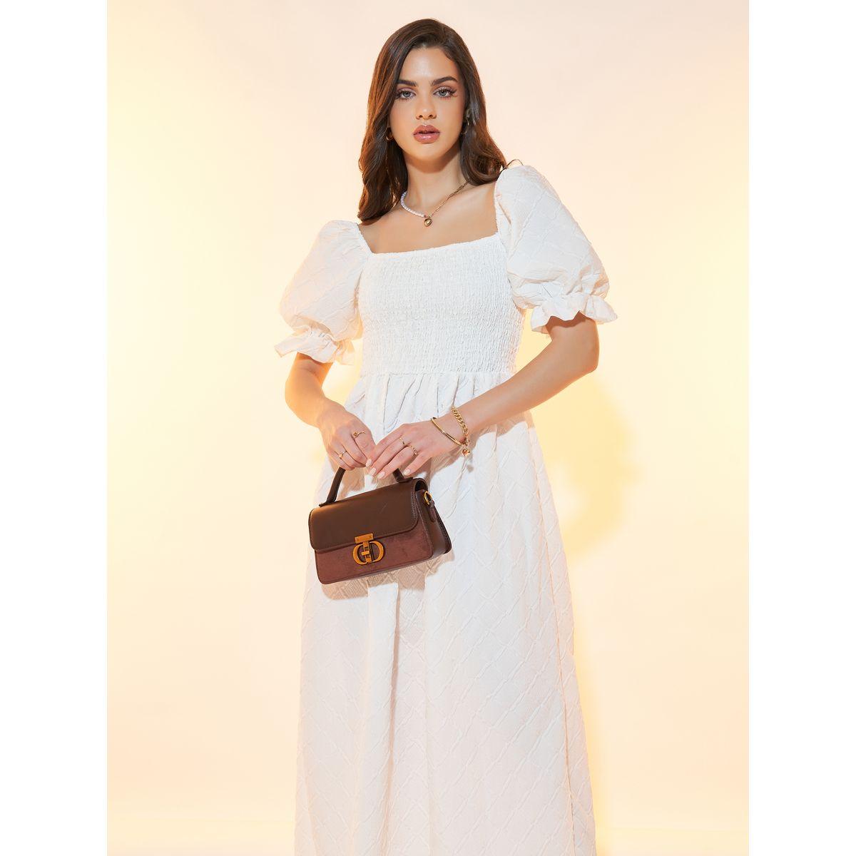 فستان ميدي بياقة واسعة وتفاصيل بارزة الملمس-women-clothing-dresses-image-2