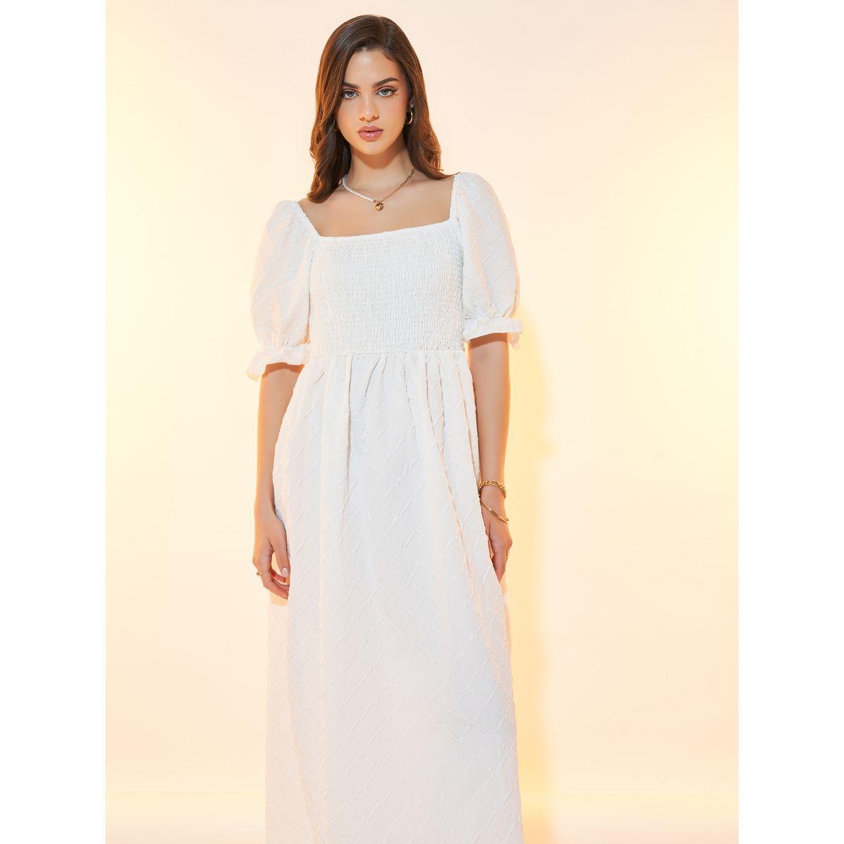 Styli Square Neck Textured A-Line Midi Dress-women-clothing-dresses-image-4