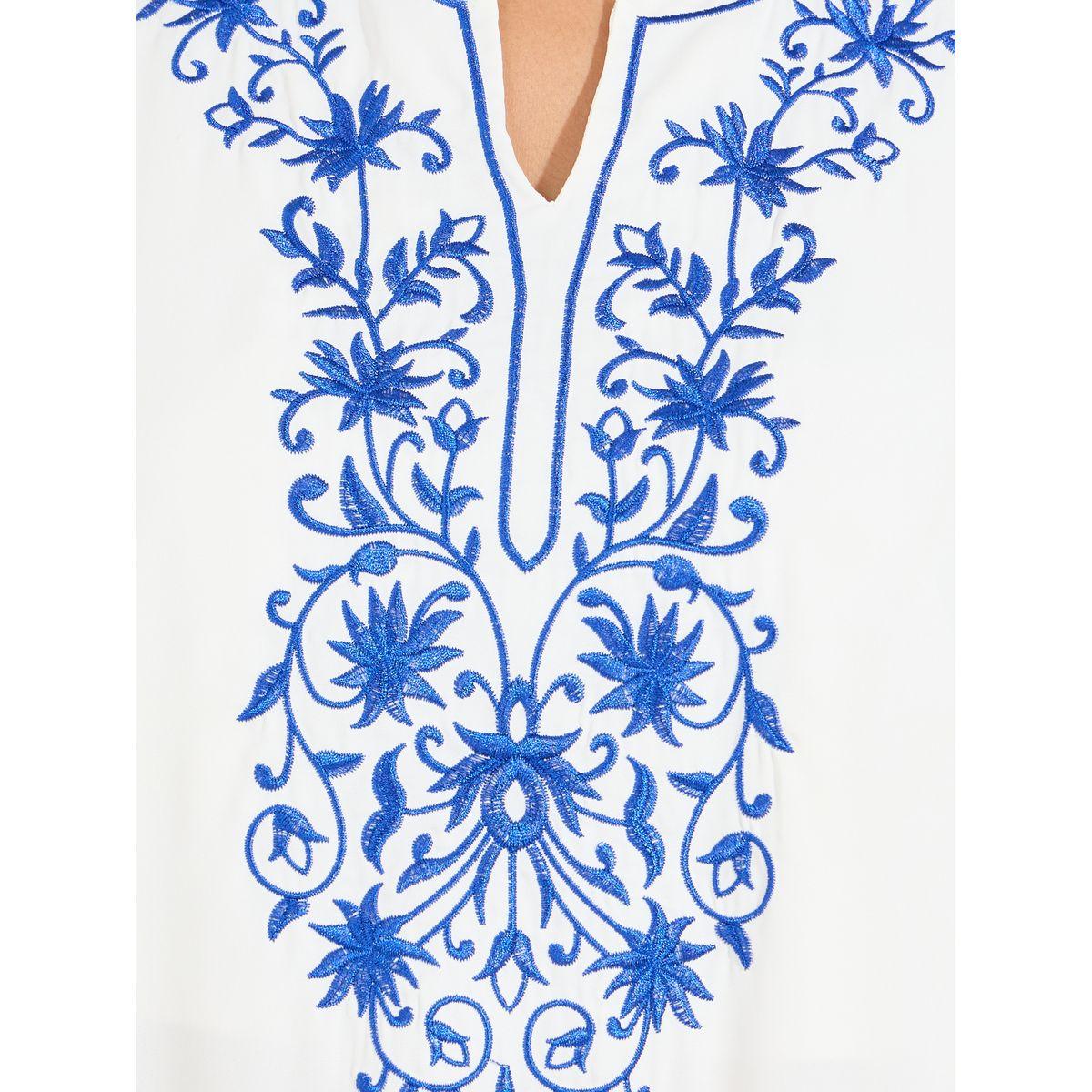 Styli Embroidery Detail Cotton Mix Jalabiya with Notch Neck-women-arabicclothing-jalabiyas-image-3