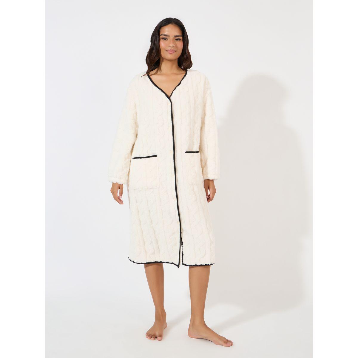 Styli Unwind Cable Fleece Contrast Trim Nightshirt Dress-women-clothing-nightwear-robes-image-1