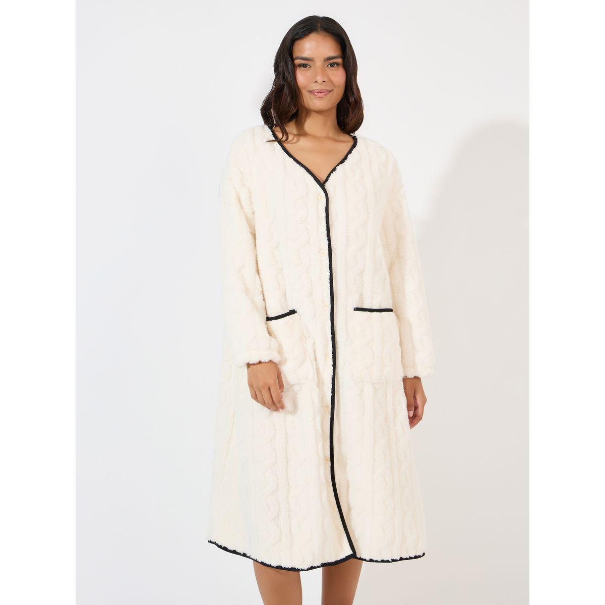 Styli Unwind Cable Fleece Contrast Trim Nightshirt Dress-women-clothing-nightwear-robes-image-2