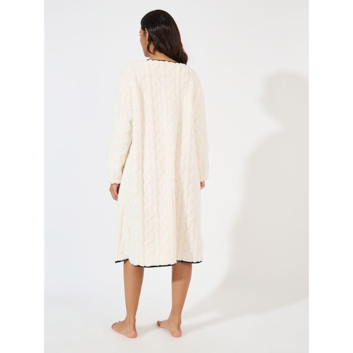 Styli Unwind Cable Fleece Contrast Trim Nightshirt Dress-women-clothing-nightwear-robes-image-4