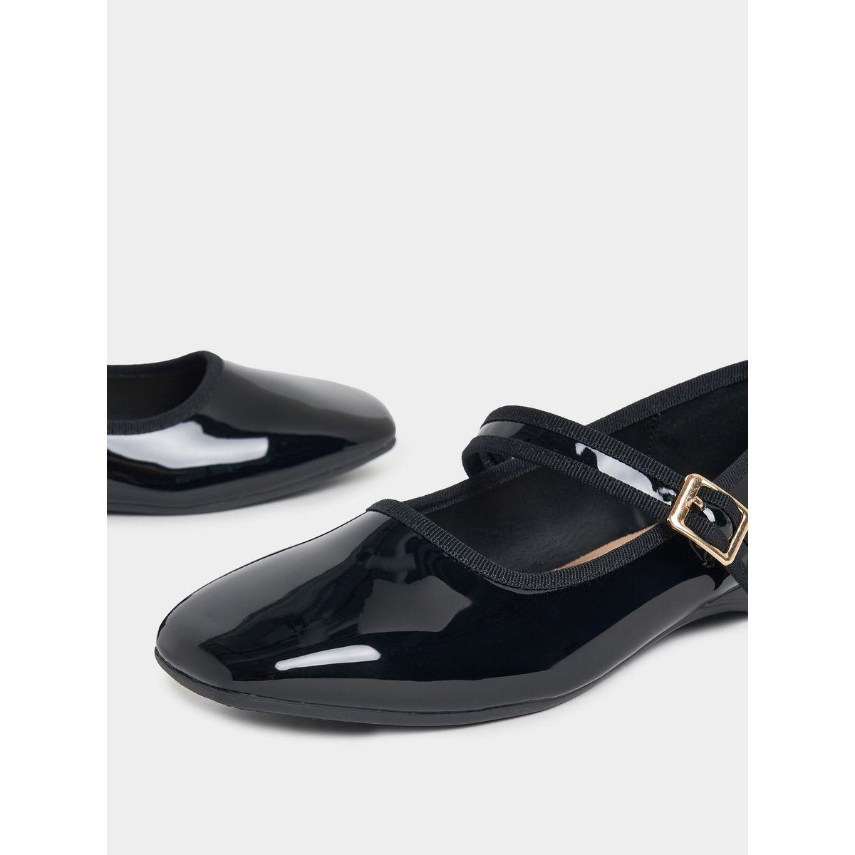 Styli Patent Ballerina Shoes with Buckle Strap-women-shoes-sandals-flats-image-3