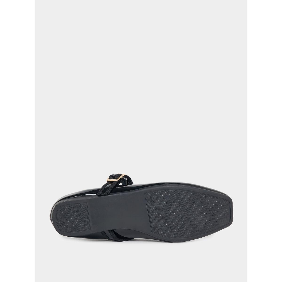 Styli Patent Ballerina Shoes with Buckle Strap-women-shoes-sandals-flats-image-6