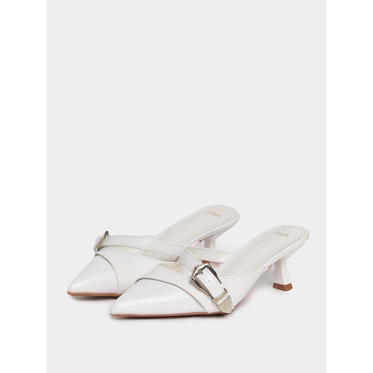 Styli Buckle Accent Pointed Toe Kitten Heel Mules-women-shoes-heels-image-2