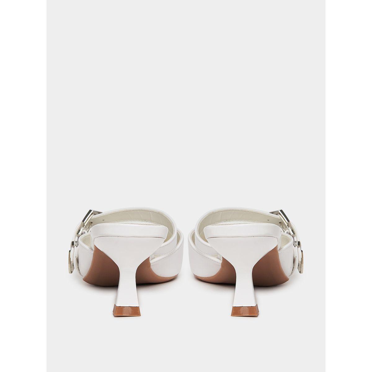 Styli Buckle Accent Pointed Toe Kitten Heel Mules-women-shoes-heels-image-4
