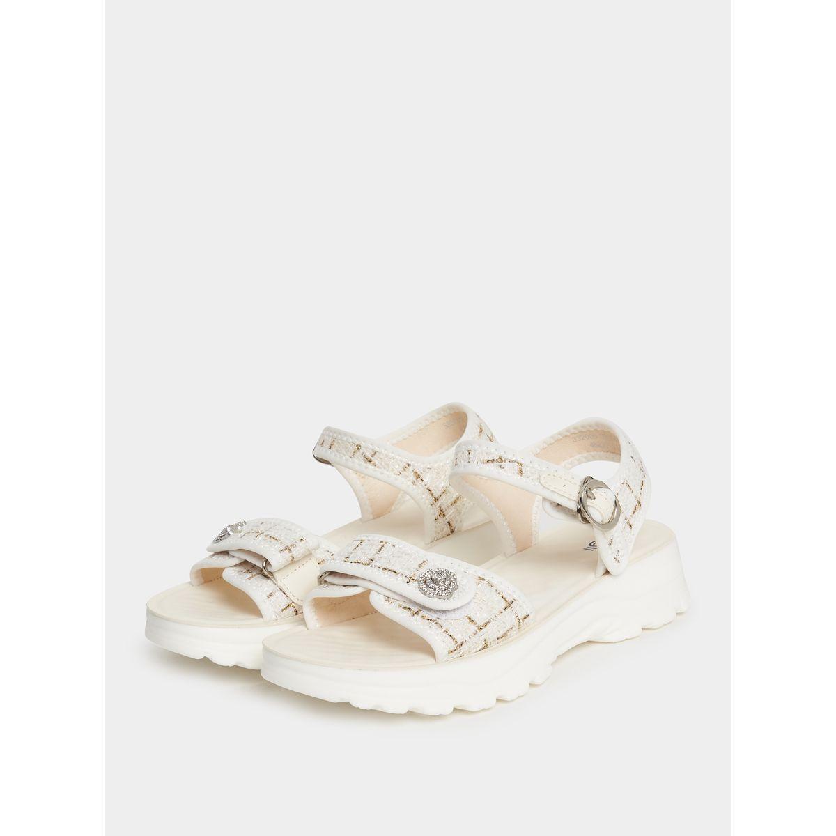 صندل مريح بتفاصيل تويد مع سير كاحل وإبزيم-women-shoes-sandals-flats-image-2