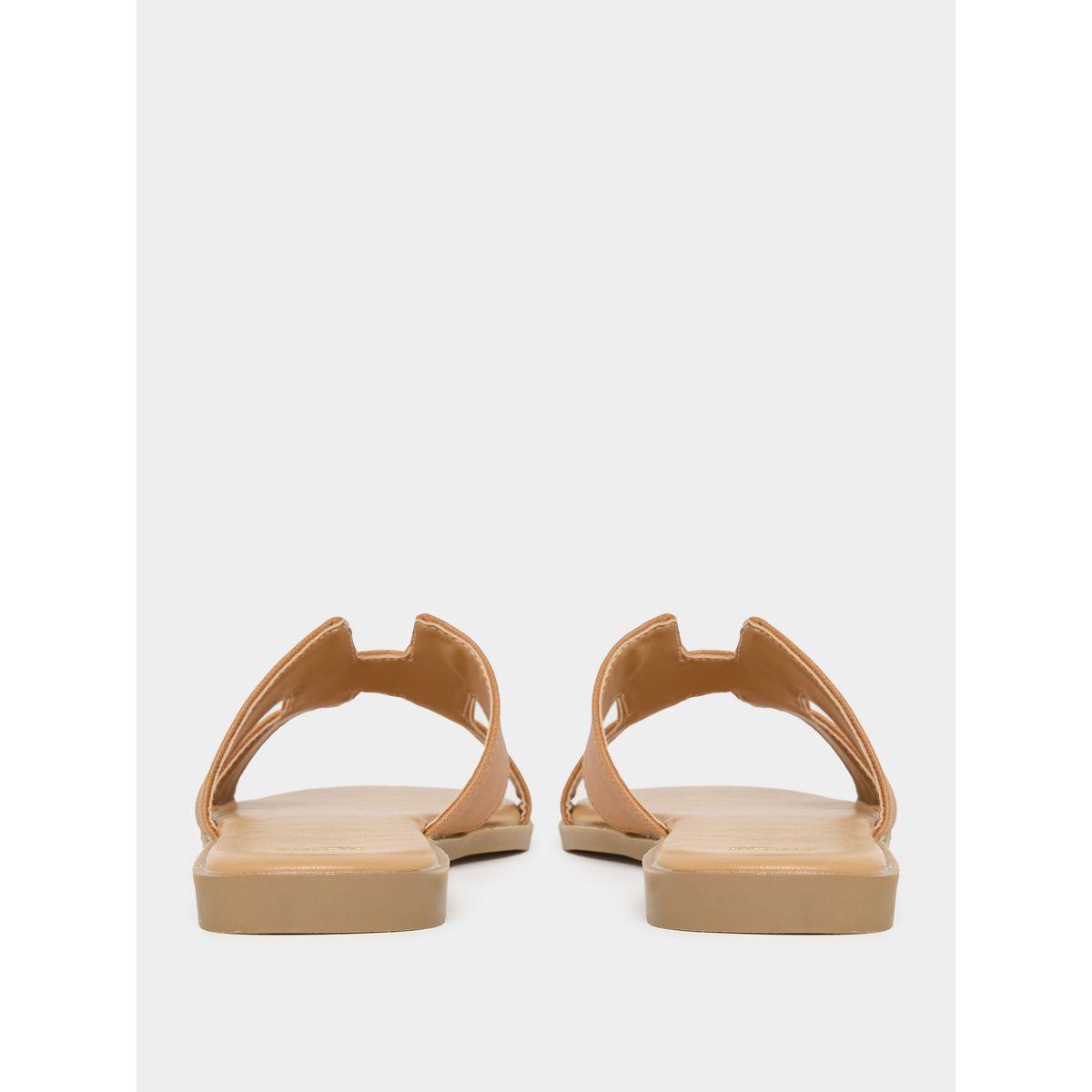 Styli Leather Look Cut-Out Detail Flat Sandals-women-shoes-sandals-flats-image-4