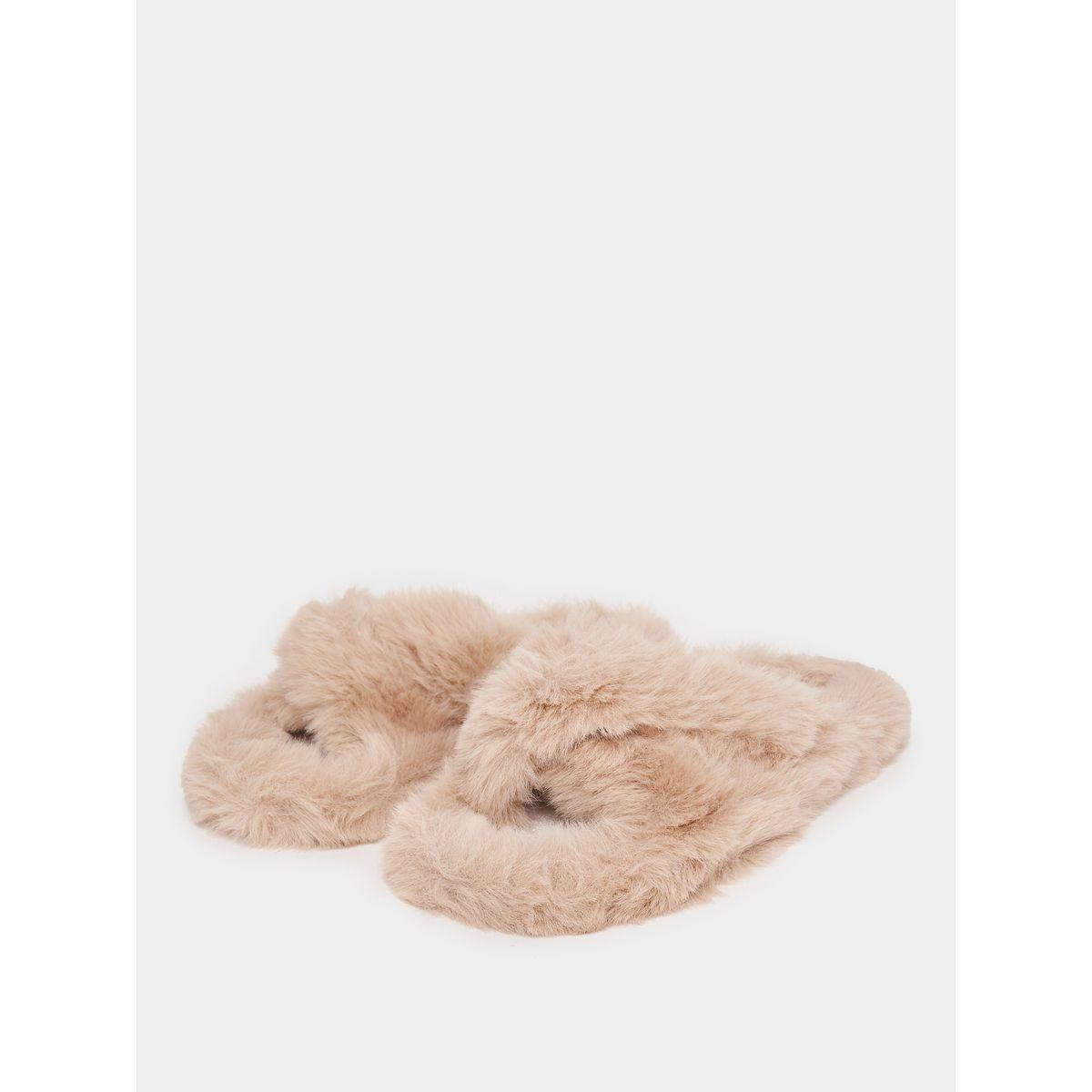 Styli Furry Cross Strap Bedroom Slippers-women-shoes-bedroomslippers-image-2