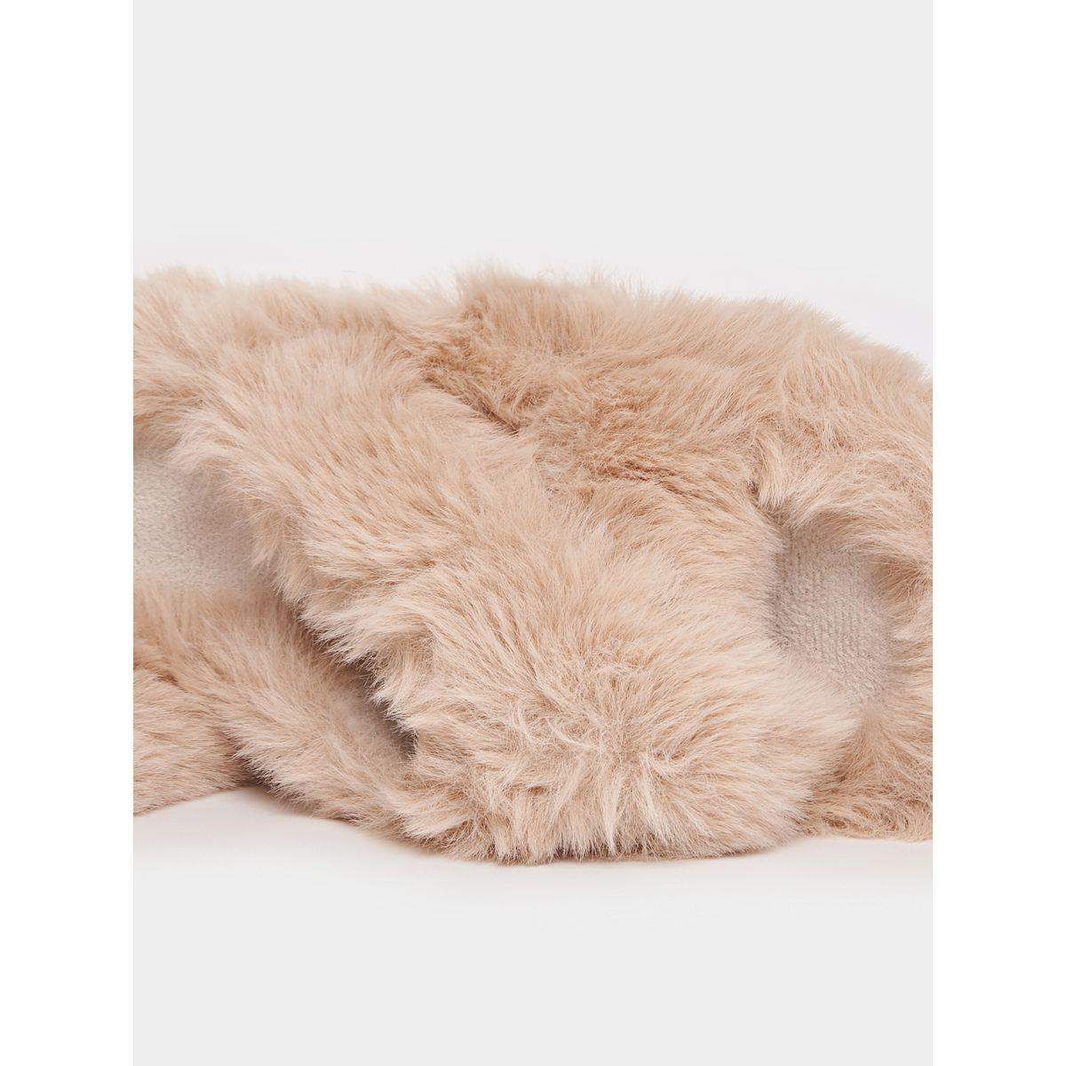 Styli Furry Cross Strap Bedroom Slippers-women-shoes-bedroomslippers-image-4