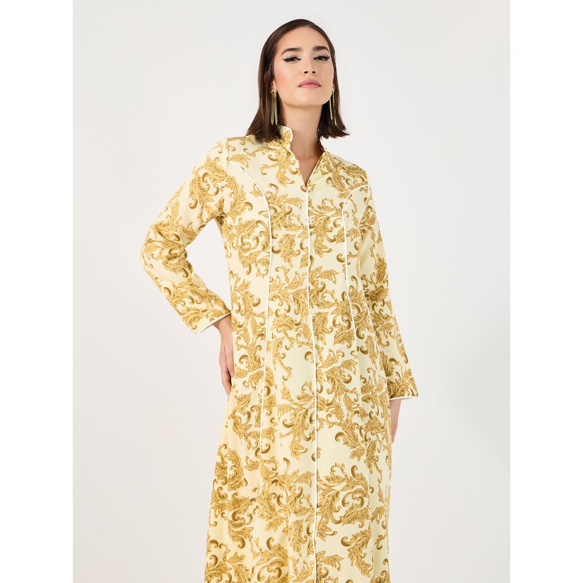 جلابية بطبعات مزخرفة وتفاصيل محزوزة-women-arabicclothing-jalabiyas-image-2