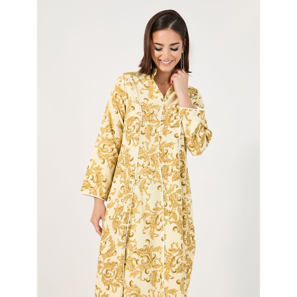 جلابية بطبعات مزخرفة وتفاصيل محزوزة-women-arabicclothing-jalabiyas-image-4