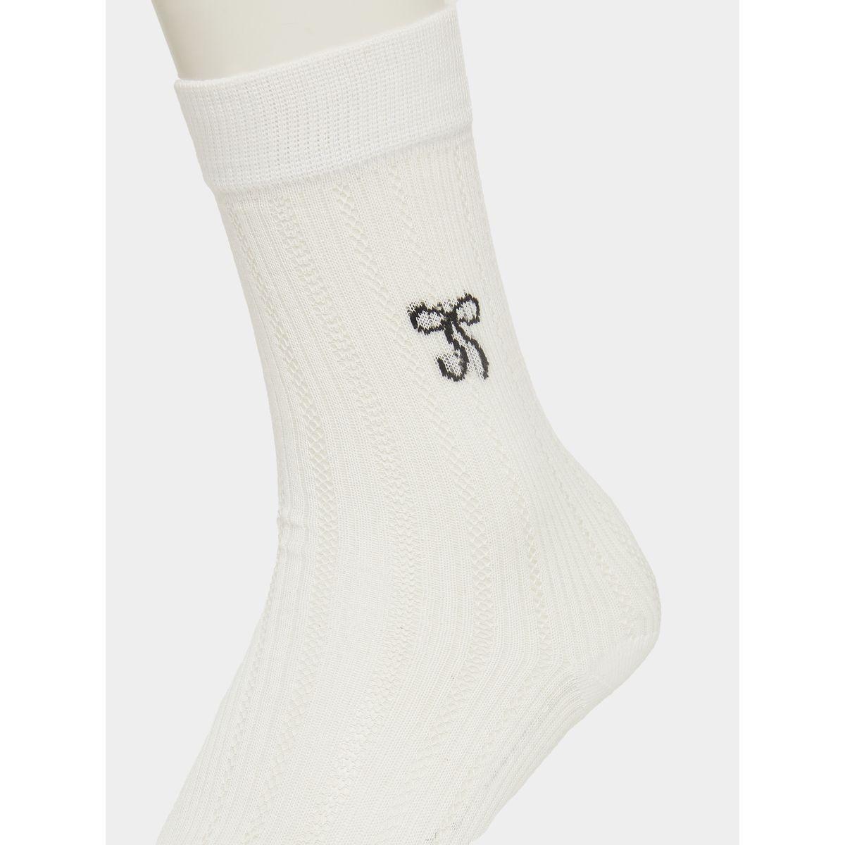 Styli Pack of 3 - Bow Detail Crew Length Socks-women-socksandstockings-image-3