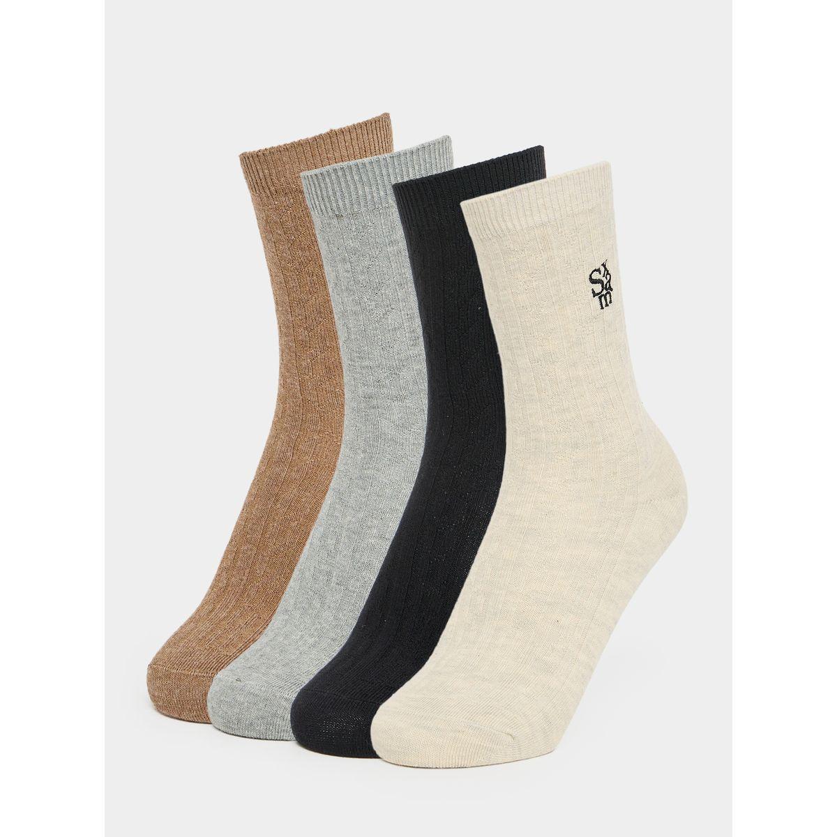 Styli Pack of 4 - Plain Crew Length Socks-women-socksandstockings-image-1