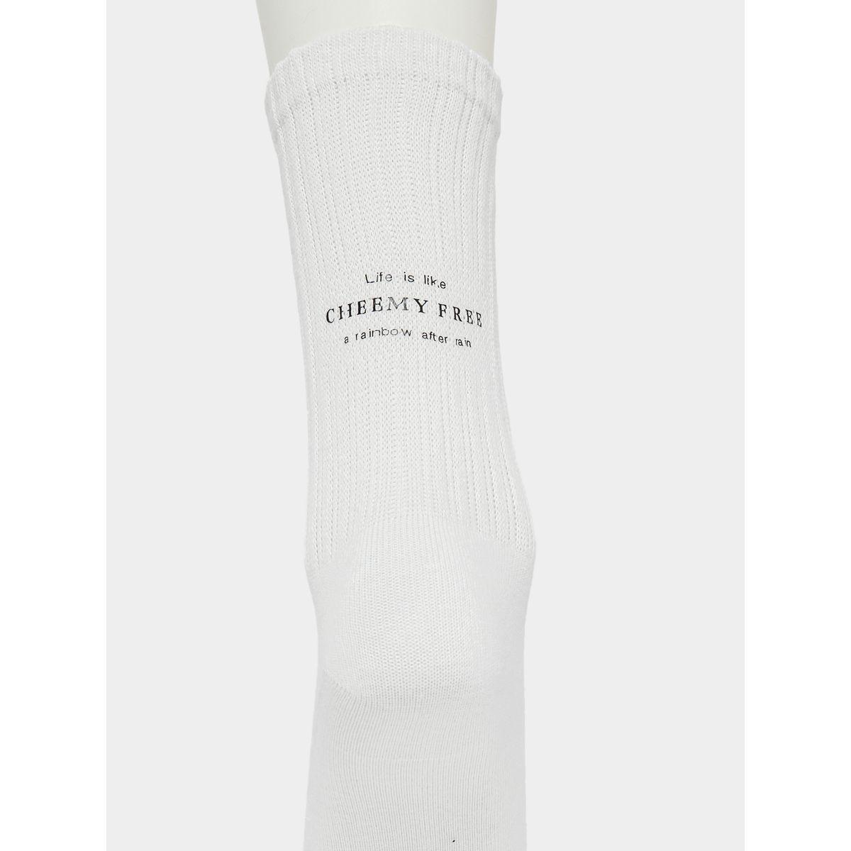 Styli Set of 2 -  Slogan Detail Crew Length Socks-women-socksandstockings-image-5