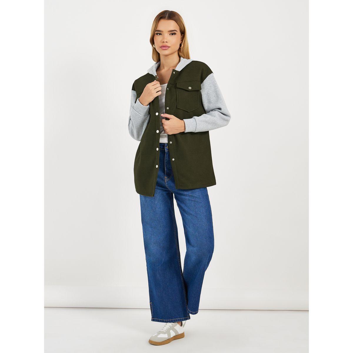 Styli Oversized Longline Color Block Shacket-women-winterwear-coatsandjackets-jackets-image-2