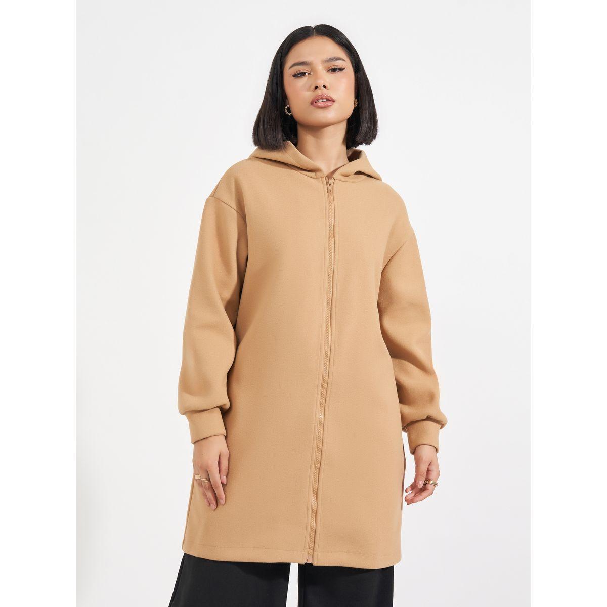Styli Regular Fit Longline Wool Like Hooded Coat-women-winterwear-coatsandjackets-jackets-image-1