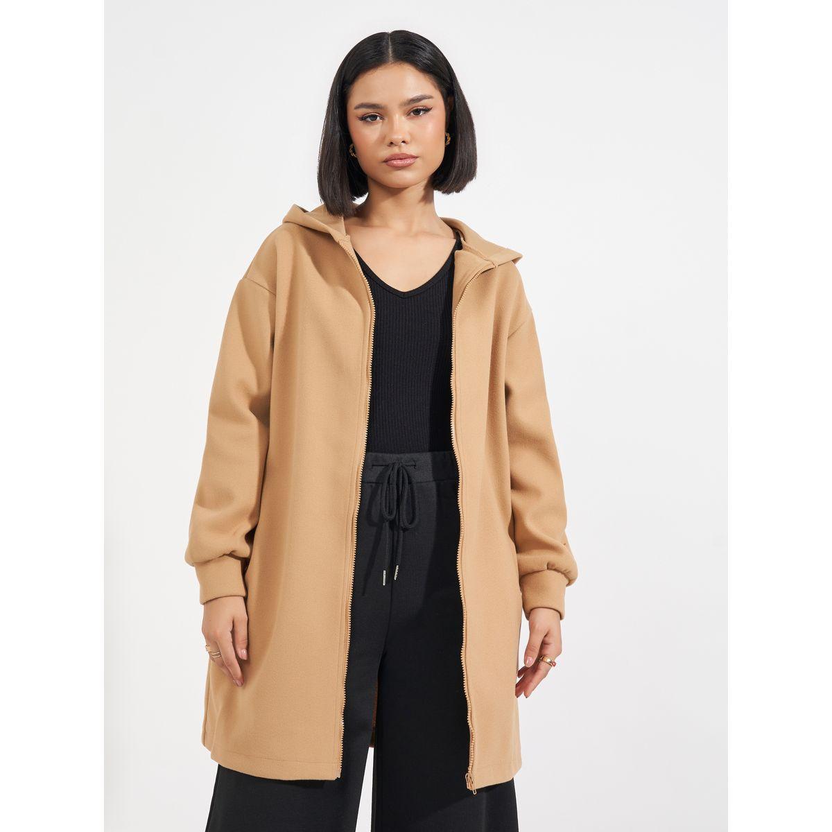 Styli Regular Fit Longline Wool Like Hooded Coat-women-winterwear-coatsandjackets-jackets-image-2