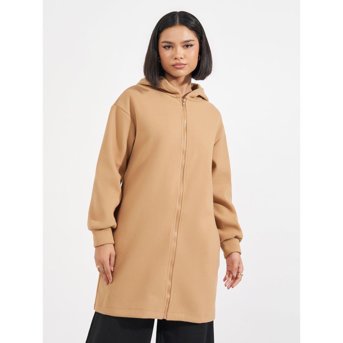 Styli Regular Fit Longline Wool Like Hooded Coat-women-winterwear-coatsandjackets-jackets-image-4