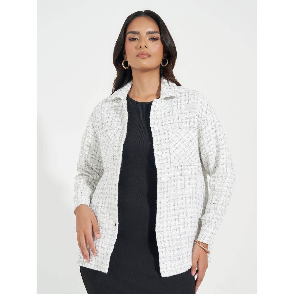 Styli Oversized Longline Tweed Shacket-women-winterwear-coatsandjackets-jackets-image-1