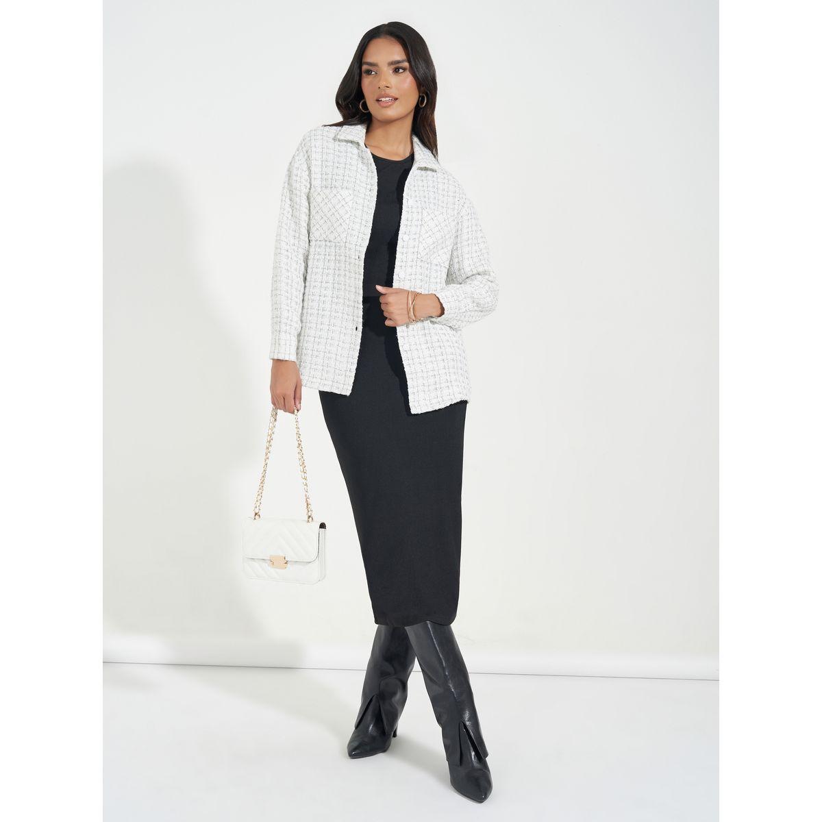 Styli Oversized Longline Tweed Shacket-women-winterwear-coatsandjackets-jackets-image-2