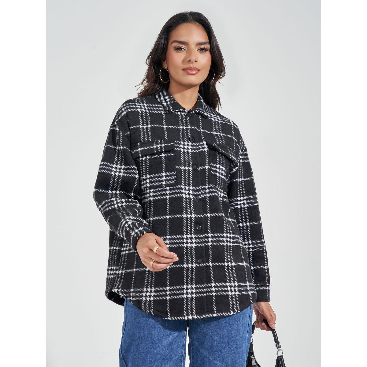 Styli Oversized Longline Wool Like Checked Shacket-women-winterwear-coatsandjackets-jackets-image-1