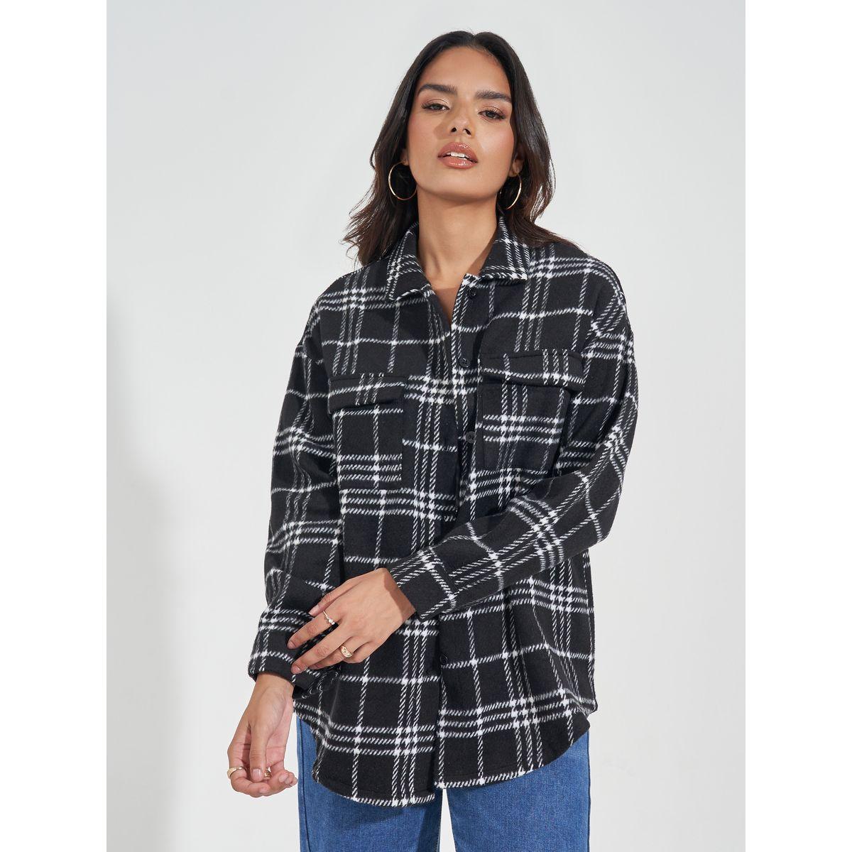 Styli Oversized Longline Wool Like Checked Shacket-women-winterwear-coatsandjackets-jackets-image-4
