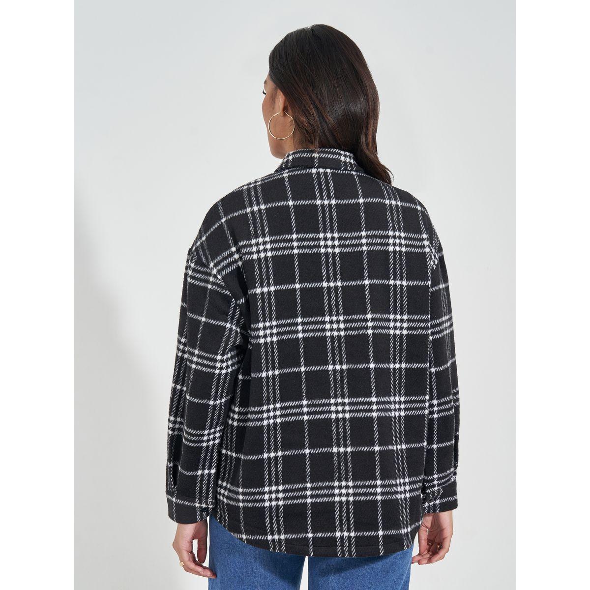 Styli Oversized Longline Wool Like Checked Shacket-women-winterwear-coatsandjackets-jackets-image-5