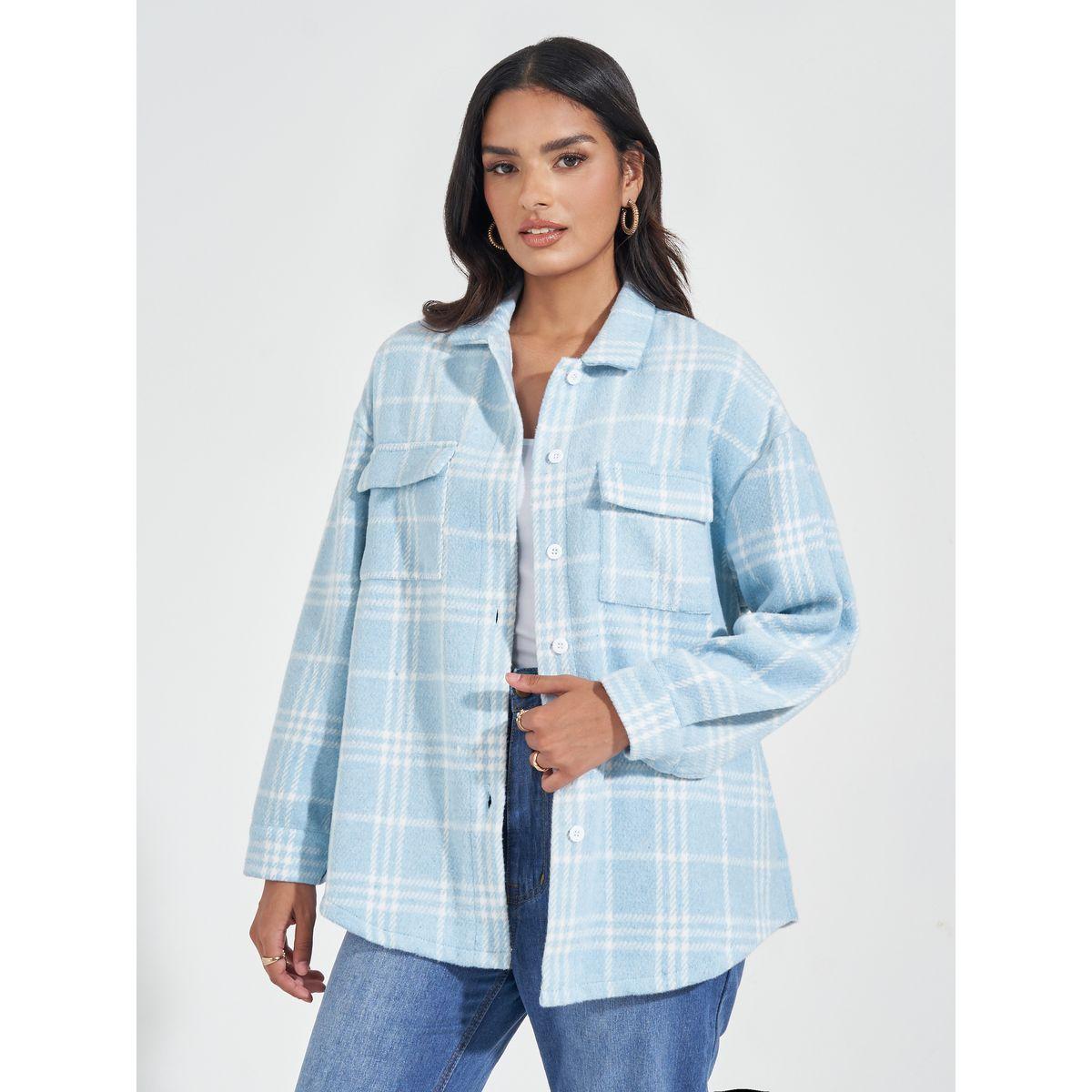 Styli Oversized Longline Wool Like Checked Shacket-women-winterwear-coatsandjackets-jackets-image-1