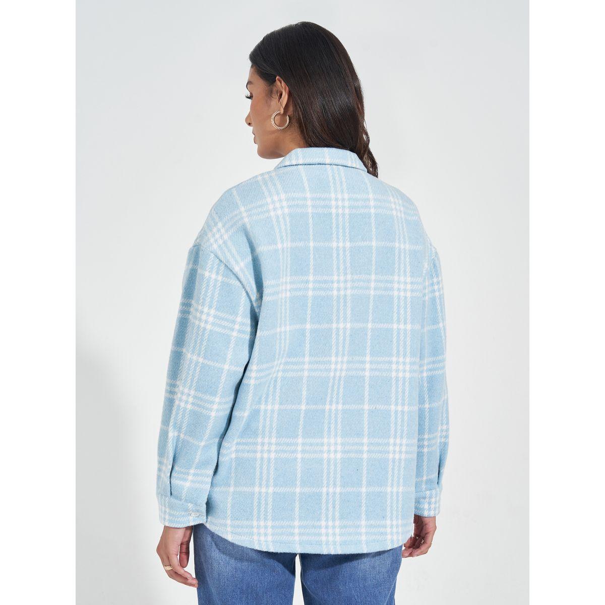 Styli Oversized Longline Wool Like Checked Shacket-women-winterwear-coatsandjackets-jackets-image-5