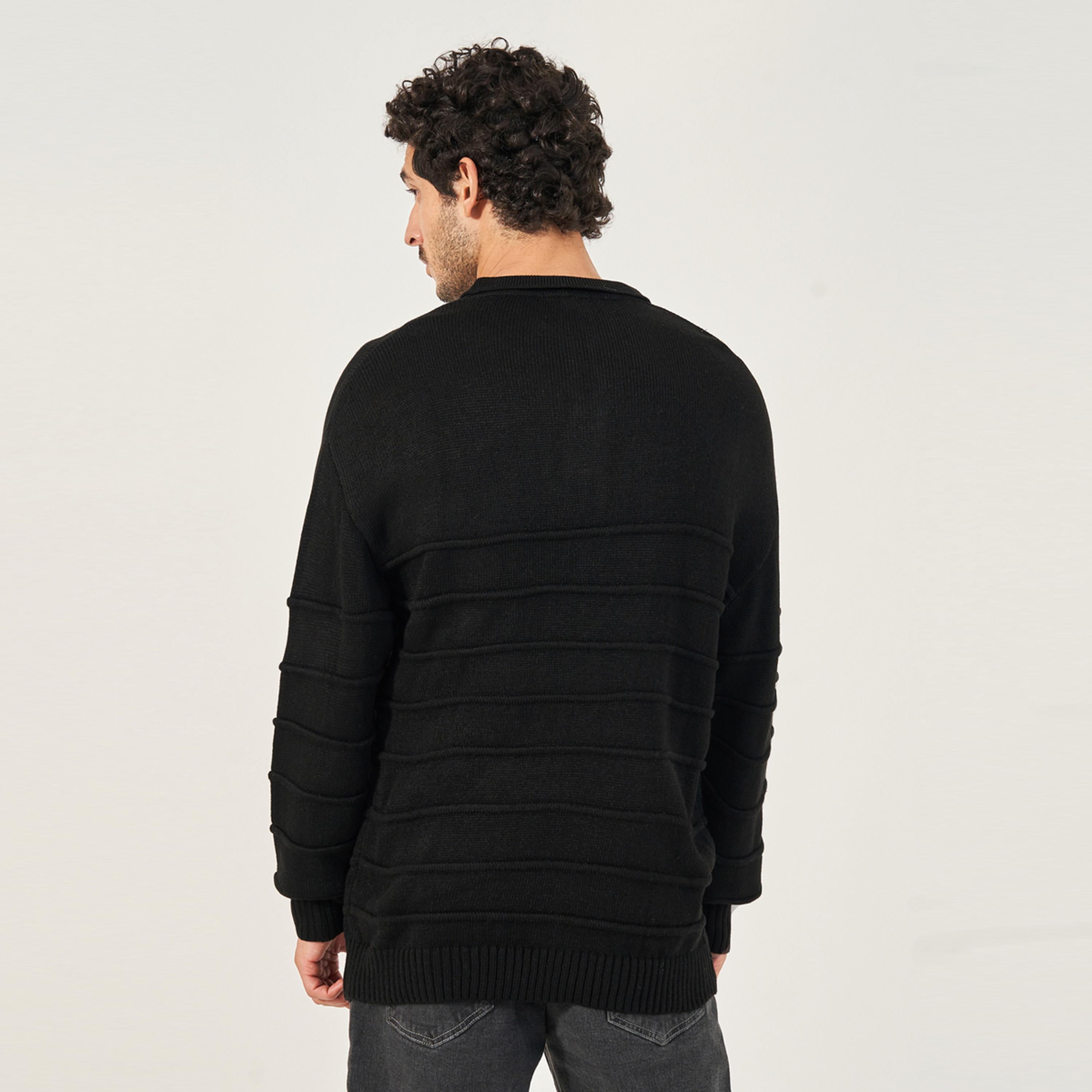 Styli Pintuck Textured Relaxed Fit Crew Neck Sweater-men-winterwear-sweatersandpullovers-image-4