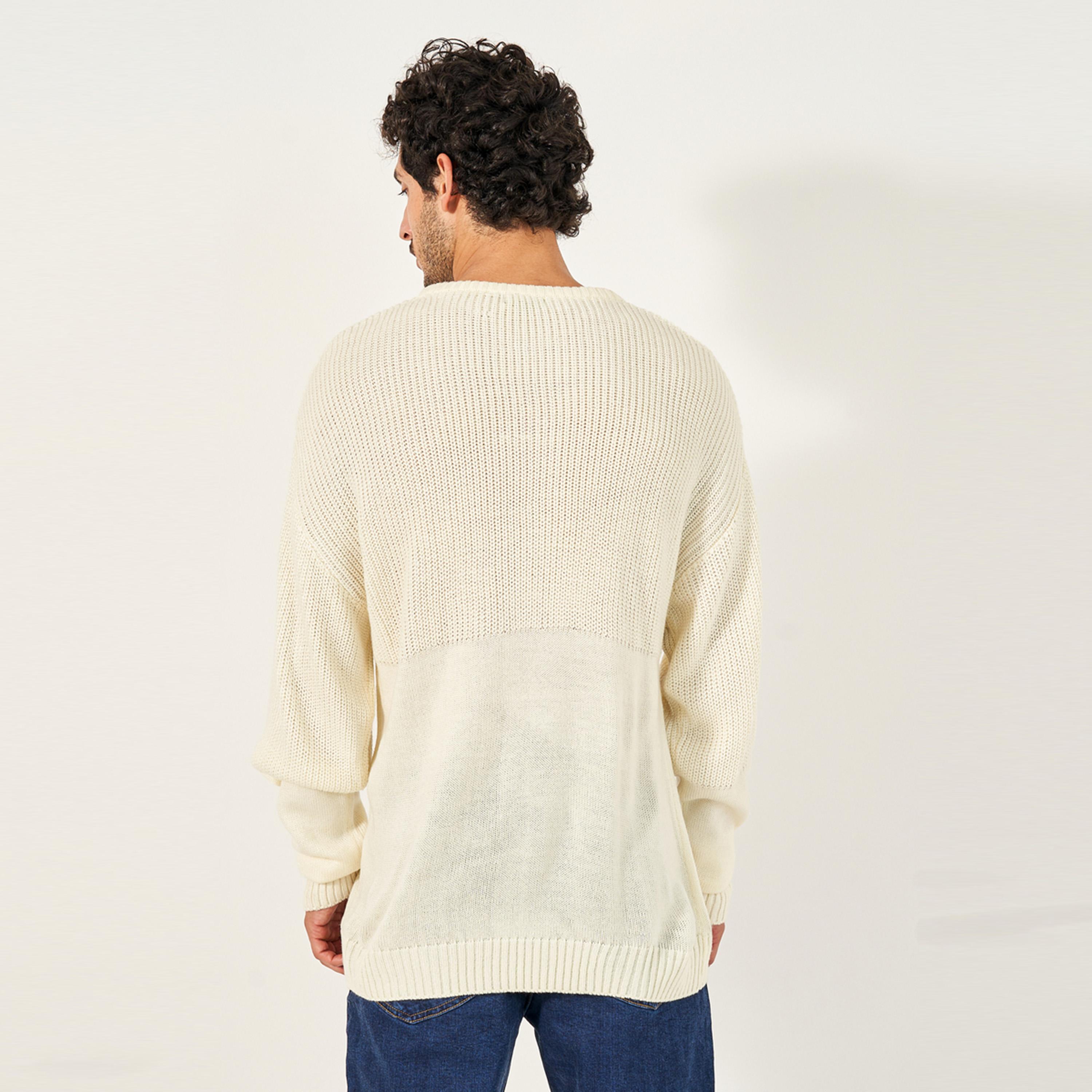 ستايلي - سترة سادة بقصة مريحة وياقة دائرية-men-winterwear-sweatersandpullovers-image-4