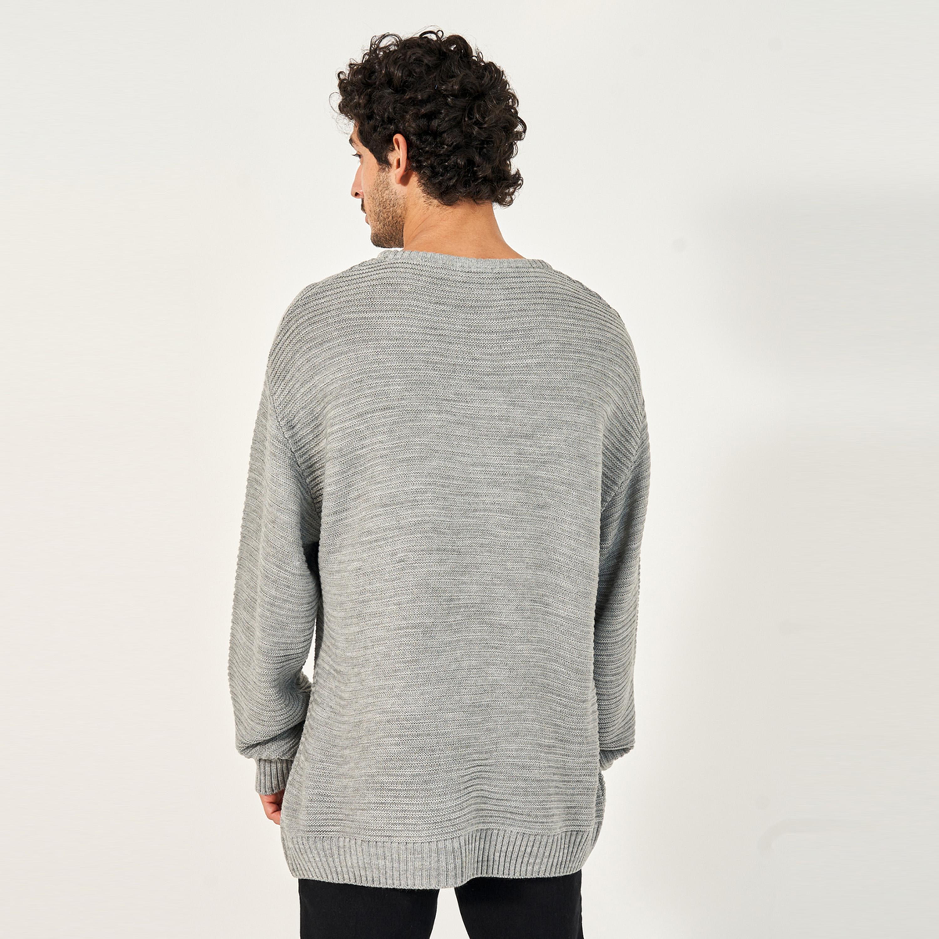 ستايلي - سترة بحبكة وافل وياقة دائرية وقصة مريحة-men-winterwear-sweatersandpullovers-image-4