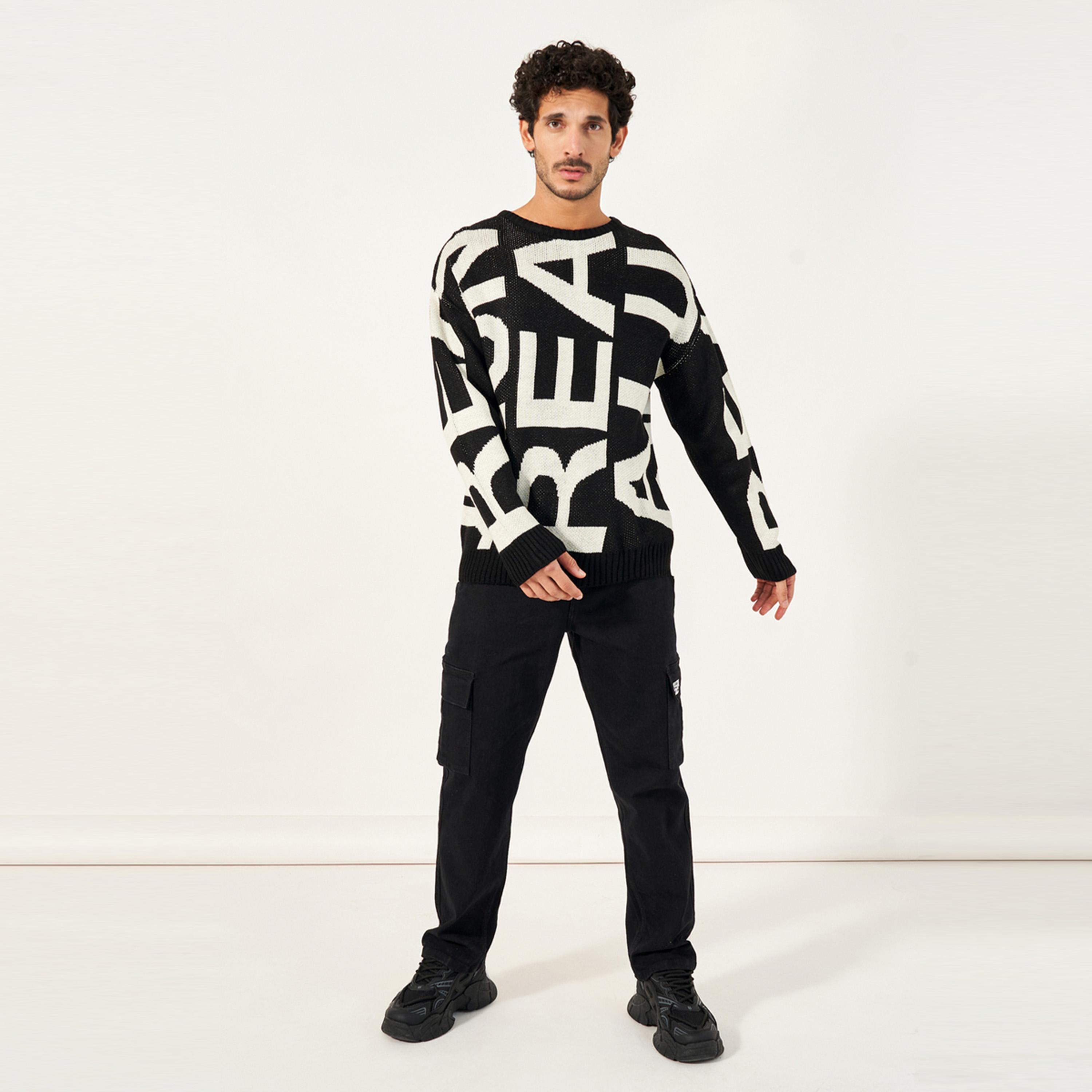 Styli Jacquard Knit Patterned Oversized Sweater-men-winterwear-sweatersandpullovers-image-2